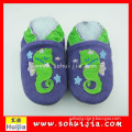 2015 Best selling blue and green funny animal cow leather soft embroidered shoes baby